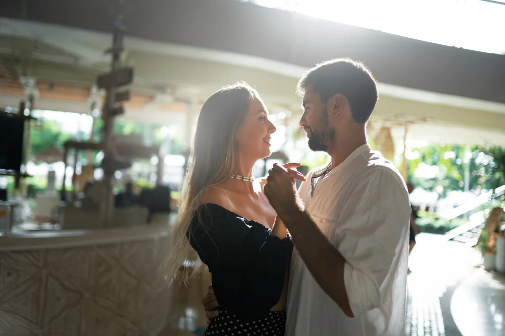 Adult couple talking together