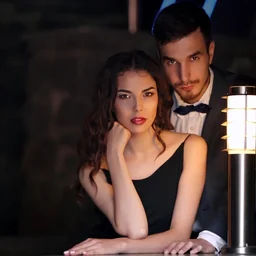 Adult couple at an evening event
